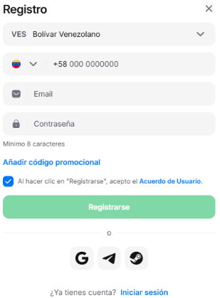Registro en 1win Venezuela menos de 2 minutos, sin documentos